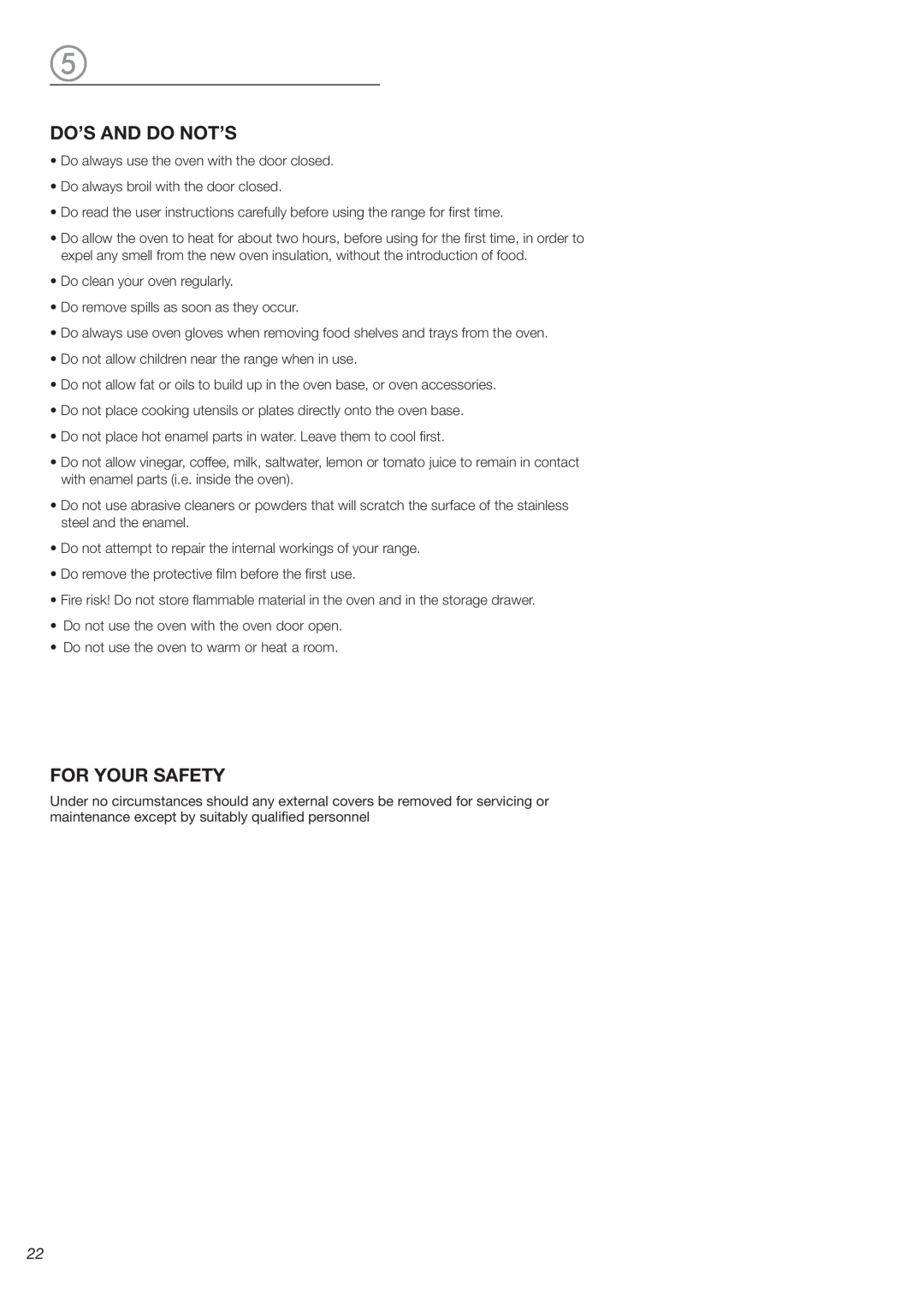 Verona VEFSGG 244 warranty Do’S And Do Not’S, For Your Safety 